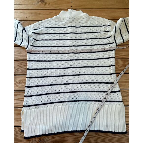NWT Seraphine 1/2 Zip Stripe Sweater Size Medium Women’s White - Picture 8 of 9